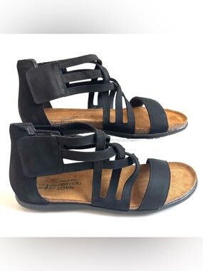NAOT Marita Strappy Sandals Black Velvet Nubuck Size 11